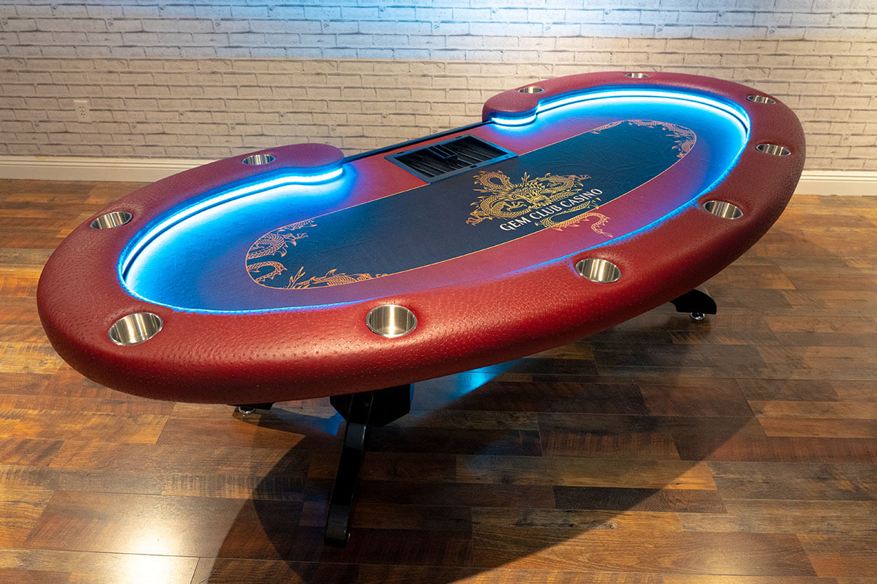 BBO Lumen HD LED Poker Table in red