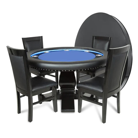 Ginza LED Round Poker Table w/ Round Dining Top in blue