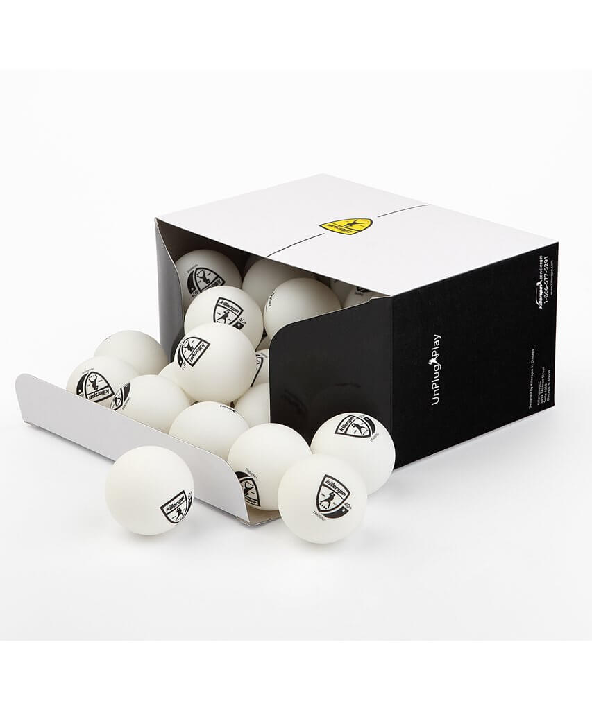 white Killerspin Training Balls inside packaging box
