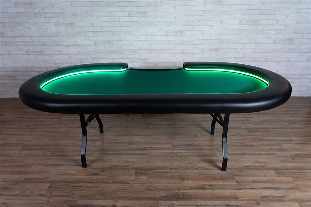 Aces Pro Alpha LED Poker Table in green in living room