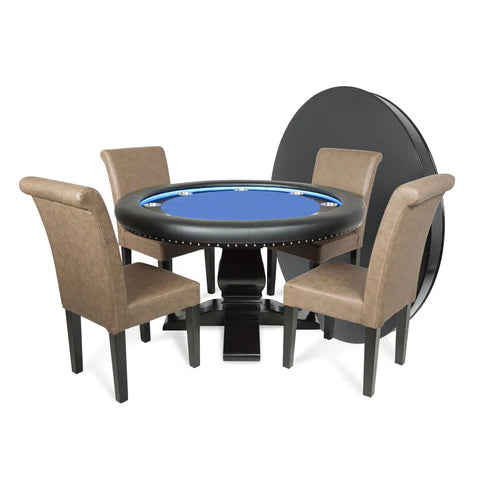 Ginza LED Round Poker Table w/ Round Dining Top blue color