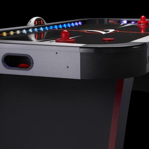 front view close up shot of the Fat Cat Volt LED Light-Up Air Hockey Table