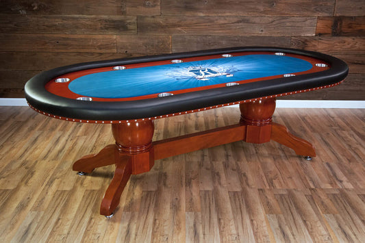 Rockwell Poker Table w/ Oval Dining Top in blue living room