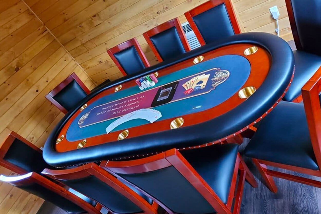 top view of the Rockwell Poker Table w/ Oval Dining Top 