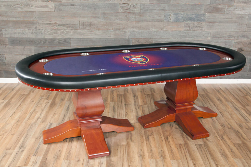 Rockwell Poker Table w/ Oval Dining Top in blue indoor 