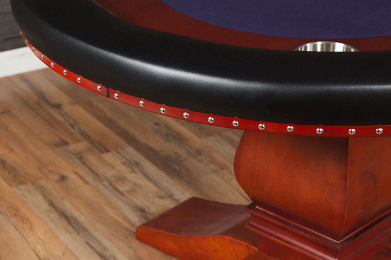 close up shot of edge of the Rockwell Poker Table w/ Oval Dining Top