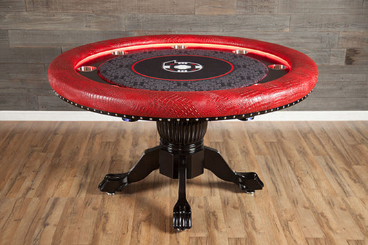 Ginza LED Round Poker Table red border