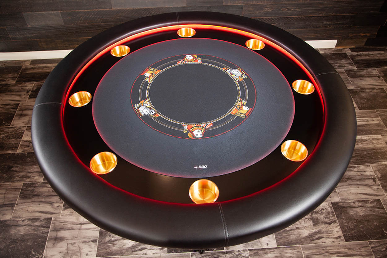 Ginza LED Round Poker Table black with orange lights