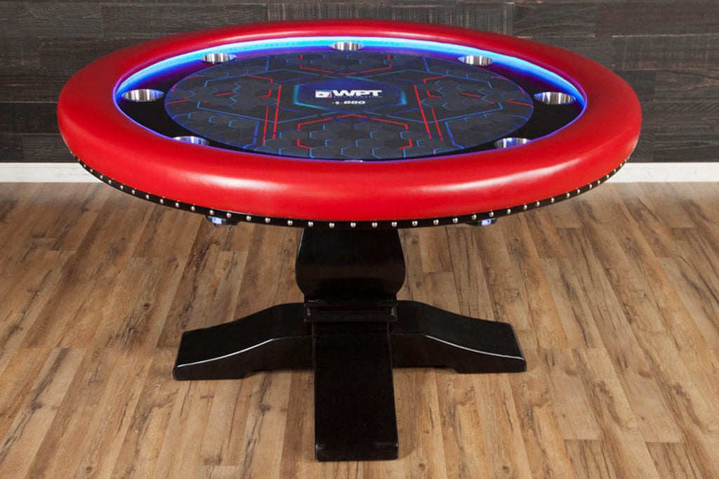 Ginza LED Round Poker Table red border with lights