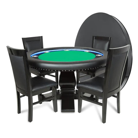 Ginza LED Round Poker Table w/ Round Dining Top in green