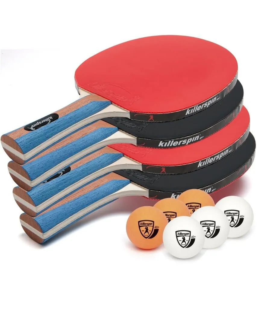 Killerspin JET SET 4 Paddles and 6 Balls in white background
