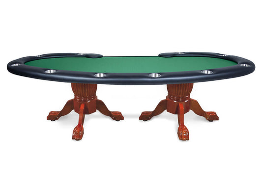 Prestige X Poker Table white background with brown legs