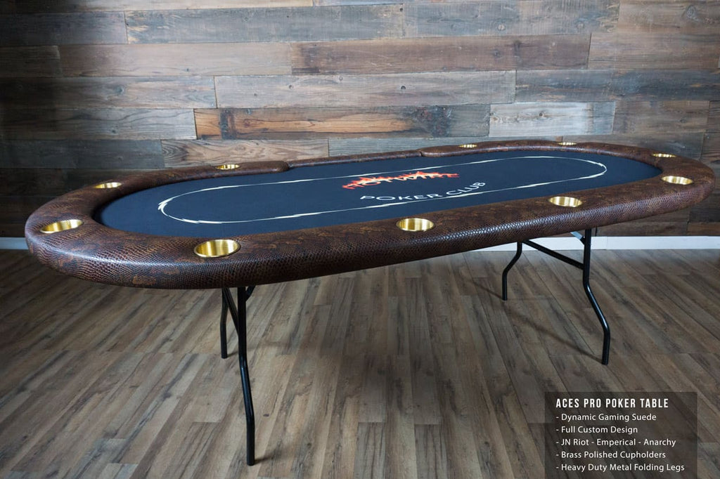 Aces Pro Tournament Poker Table in living room black and brown design emperical