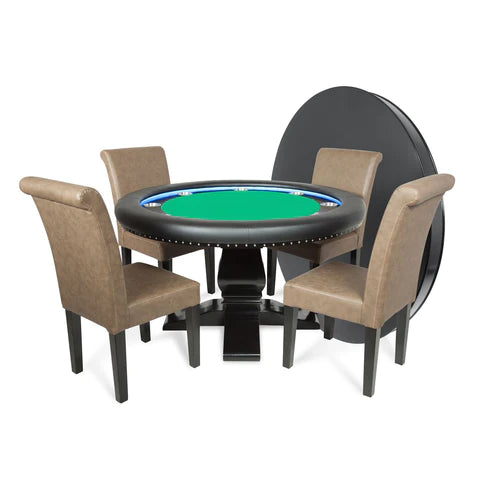 Ginza LED Round Poker Table w/ Round Dining Top green