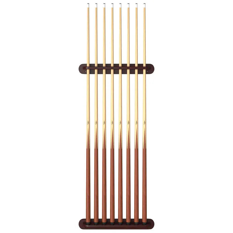 Viper Traditional Oak 8 Cue Wall Cue Rack front view with white background