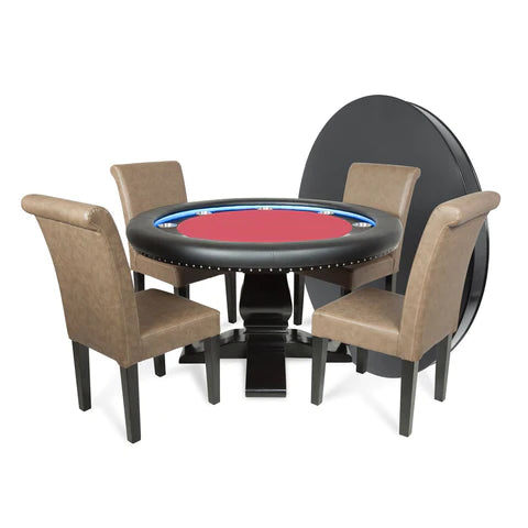 Ginza LED Round Poker Table w/ Round Dining Top in red