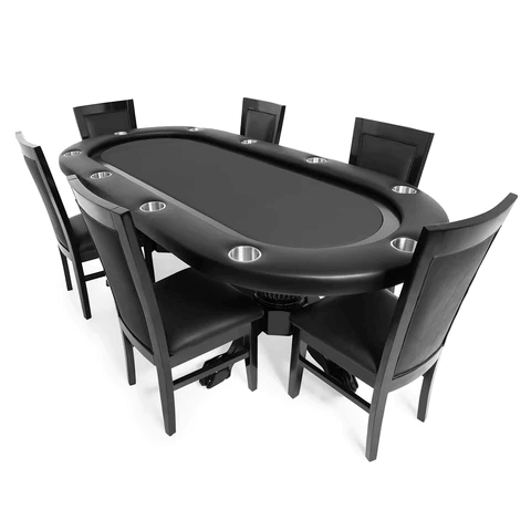 Elite 94" Sunken Playing Surface Poker Table (Black) black with dining chairs