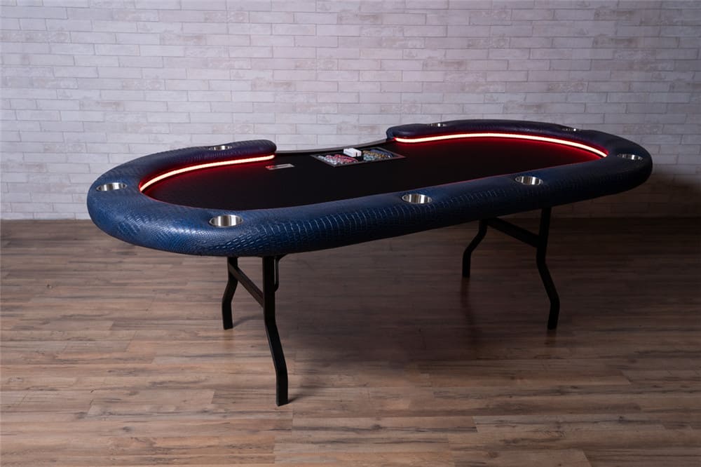 custom Aces Pro Alpha LED Poker Table with red LED lights