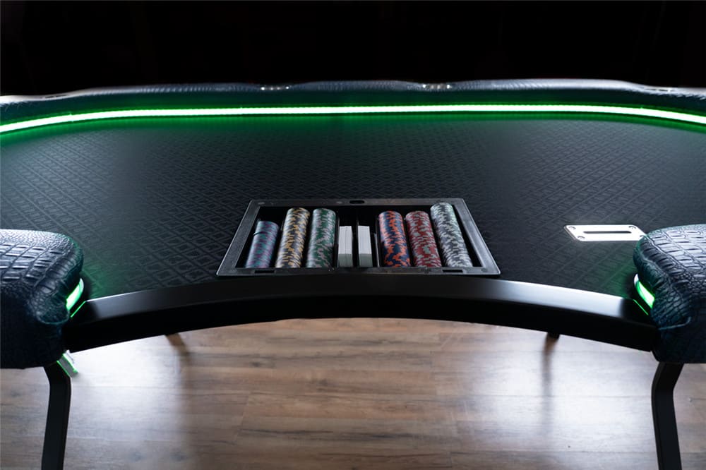 Aces Pro Alpha LED Poker Table poker chip compartment and cards