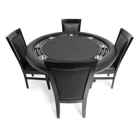 Nighthawk 55" Round Poker Table w/ Chip Tray (Black)