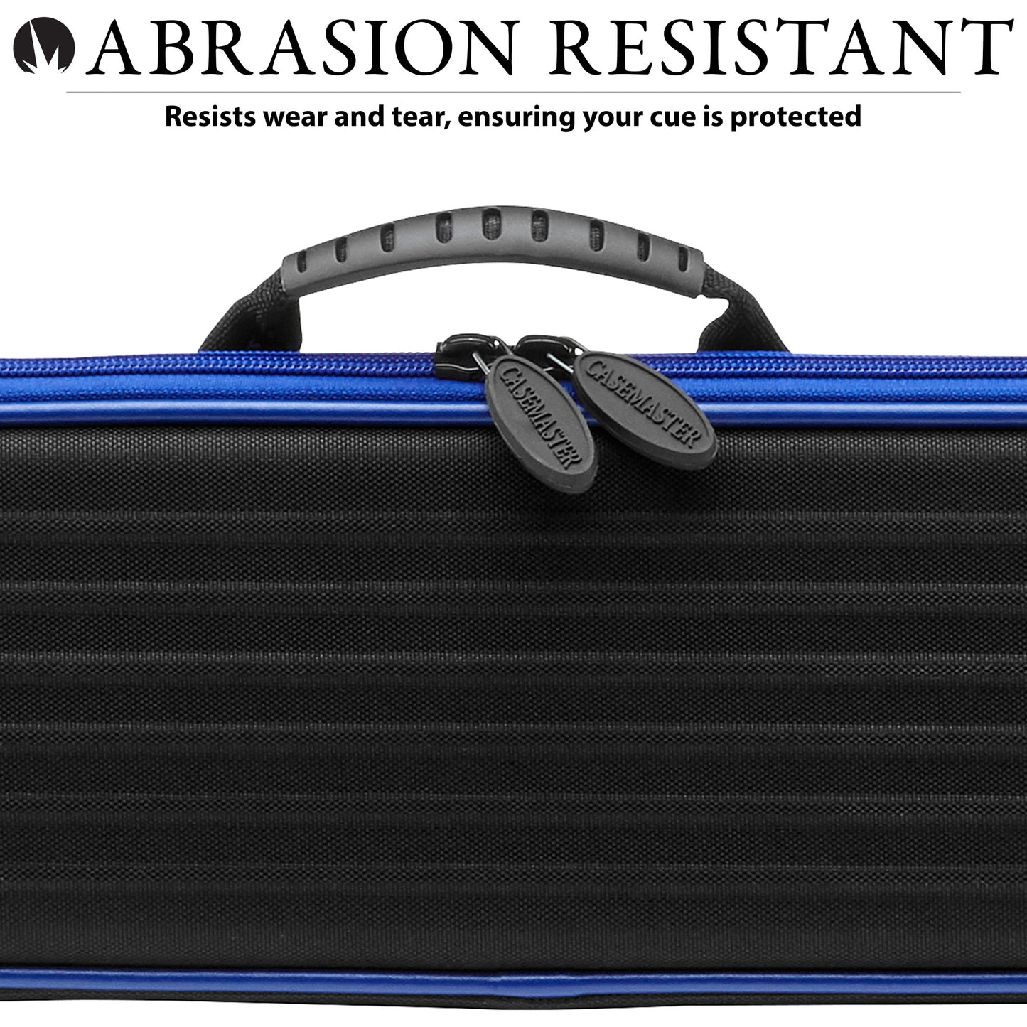 Casemaster Parallax Cue Case Blue showing the side and abrasion resistant feature