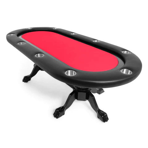 Elite 94" Sunken Playing Surface Poker Table (Black) in red surface