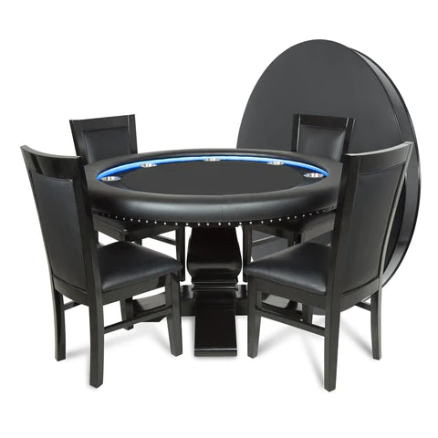 Ginza LED Round Poker Table w/ Round Dining Top in black